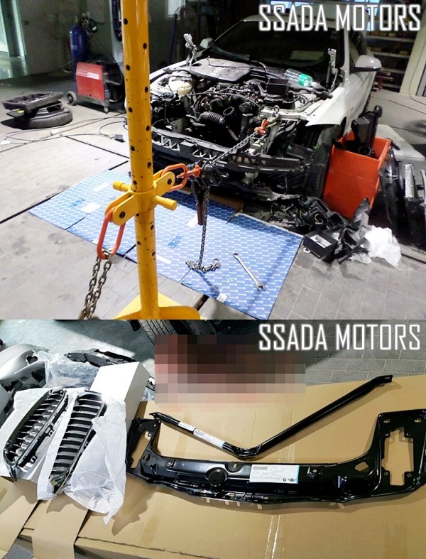 BMW420d_범퍼그릴앞크러스컨넥션_v스트럿새부품교체후판금작업.JPG